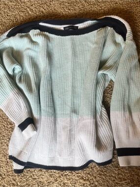 Marks & Spencer Mint, White & Navy Off-Shoulder Knit Sweater